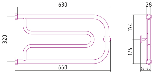 Полотенцесушитель водяной Сунержа Гусли 320x650
