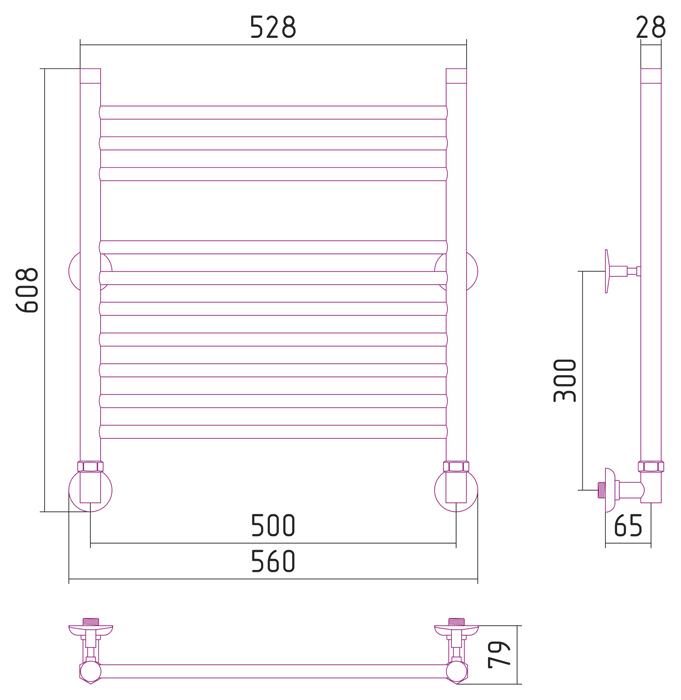 Полотенцесушитель водяной Стилье Рапсодия 600x500