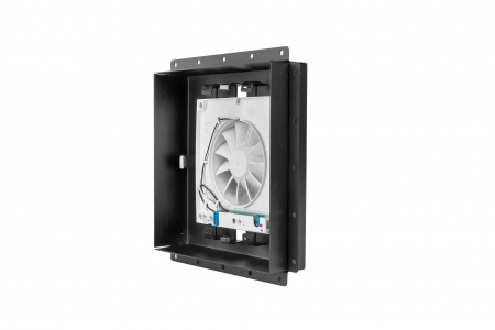 Решетка скрытого монтажа FoZa ПОД ПЛИТКУ 207х207 с вентилятором 100СК, обратный клапан, черная, 100мм