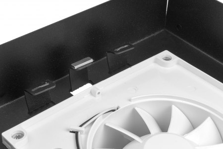 Решетка скрытого монтажа FoZa ПОД ПЛИТКУ 207х207 с вентилятором 100СК, обратный клапан, черная, 100мм